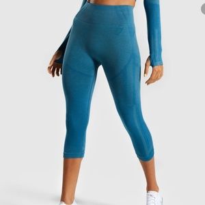Gymshark Teal Geo Seamless Cropped Leggings